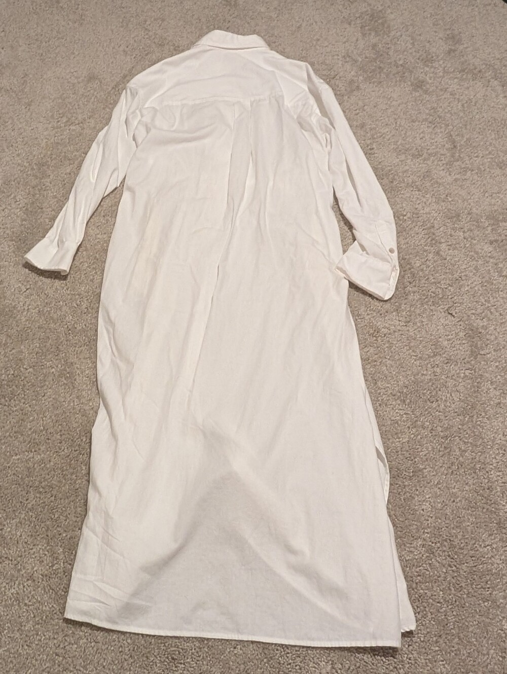 Universal Thread Long Sleeve Cinch Waist Maxi White Shirtdress S - Picture 12 of 13